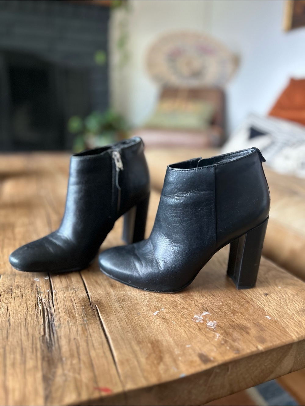 Sam Edelman Black Leather Heeled Ankle Boots 6.5